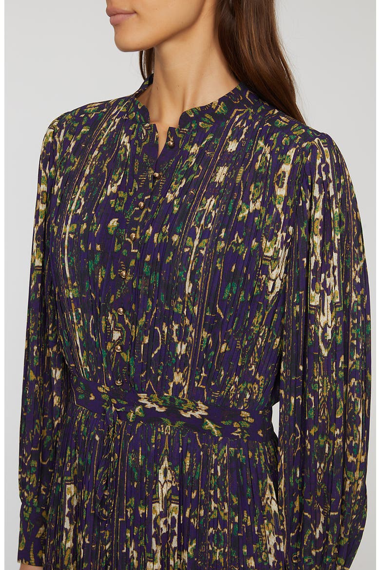The Alamada Abstract Print Long Sleeve Chiffon Shirtdress, Alternate, color, STERLING PALACE PRINT