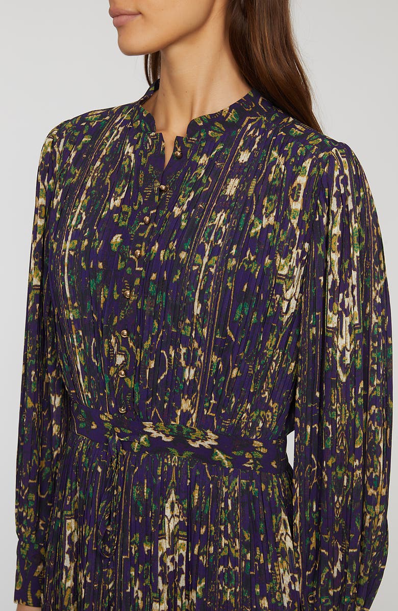 Elie Tahari The Alamada Abstract Print Long Sleeve Chiffon Shirtdress, Alternate, color, 