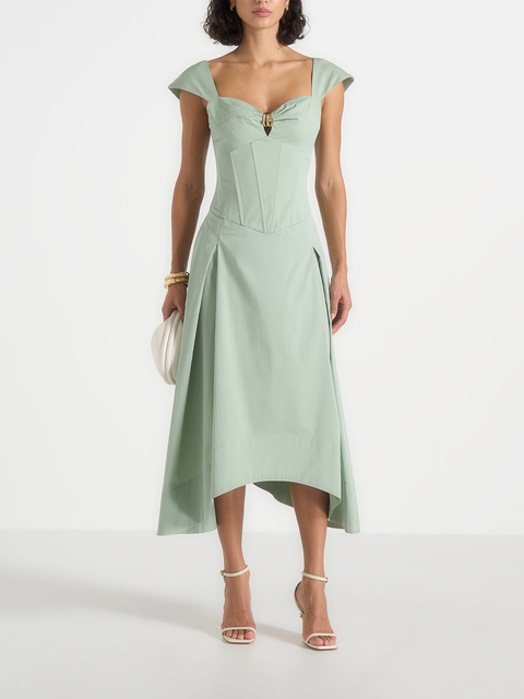Faith Cap Sleeve Corset Cotton Midi Dress