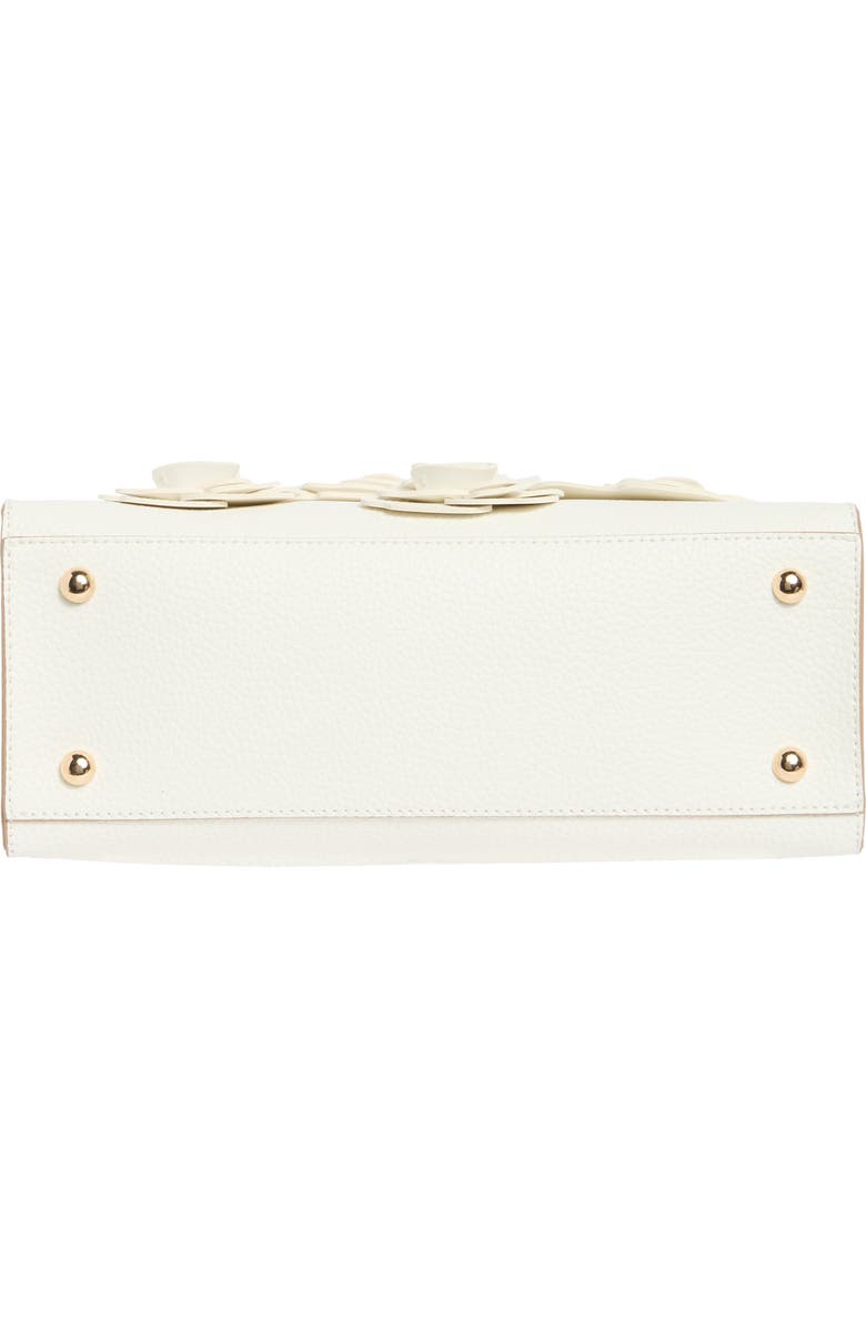 Nanette Lepore Floral Appliqué Satchel Bag, Alternate, color, Chalk