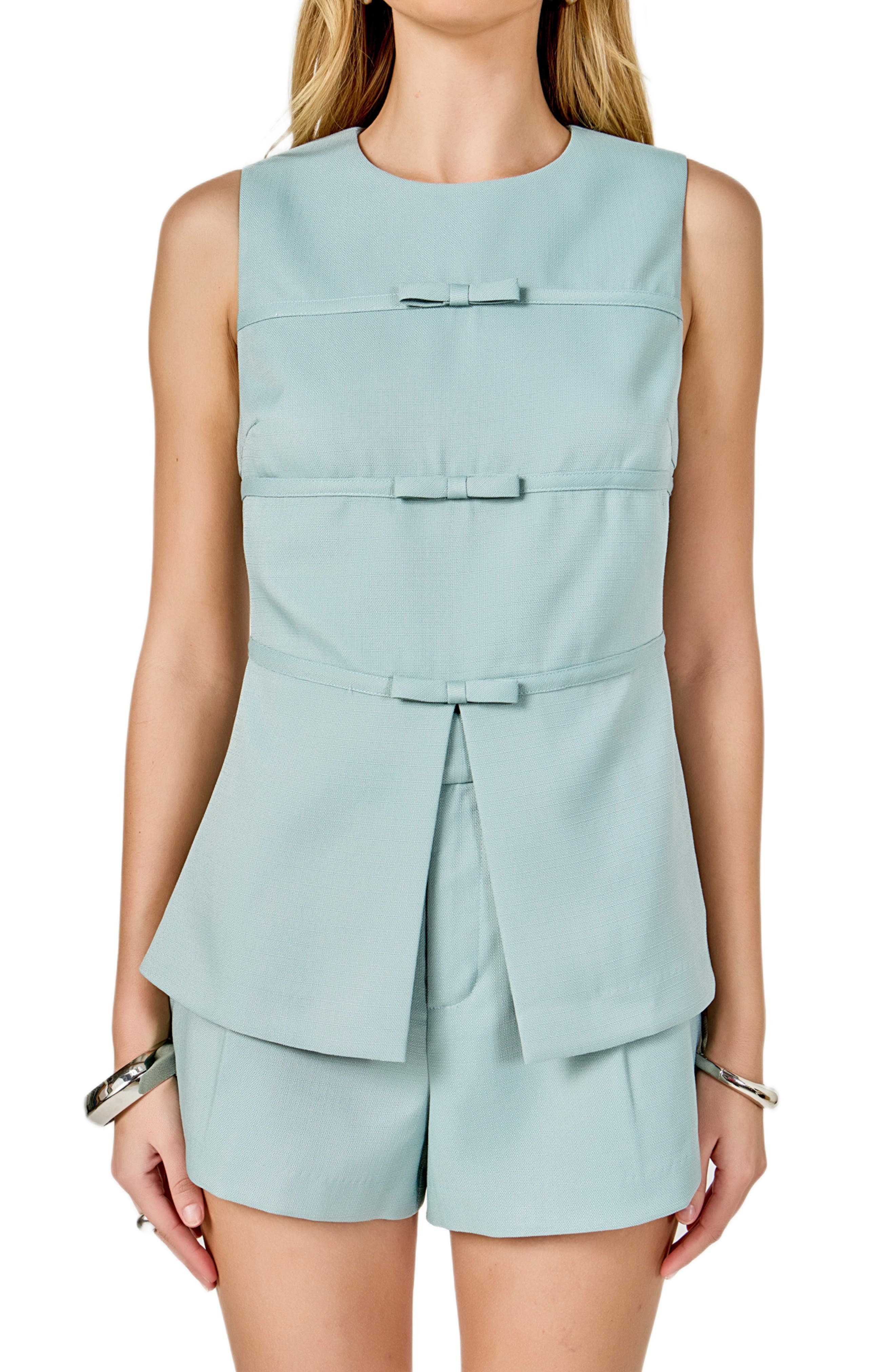Bow Detail Split Front Top