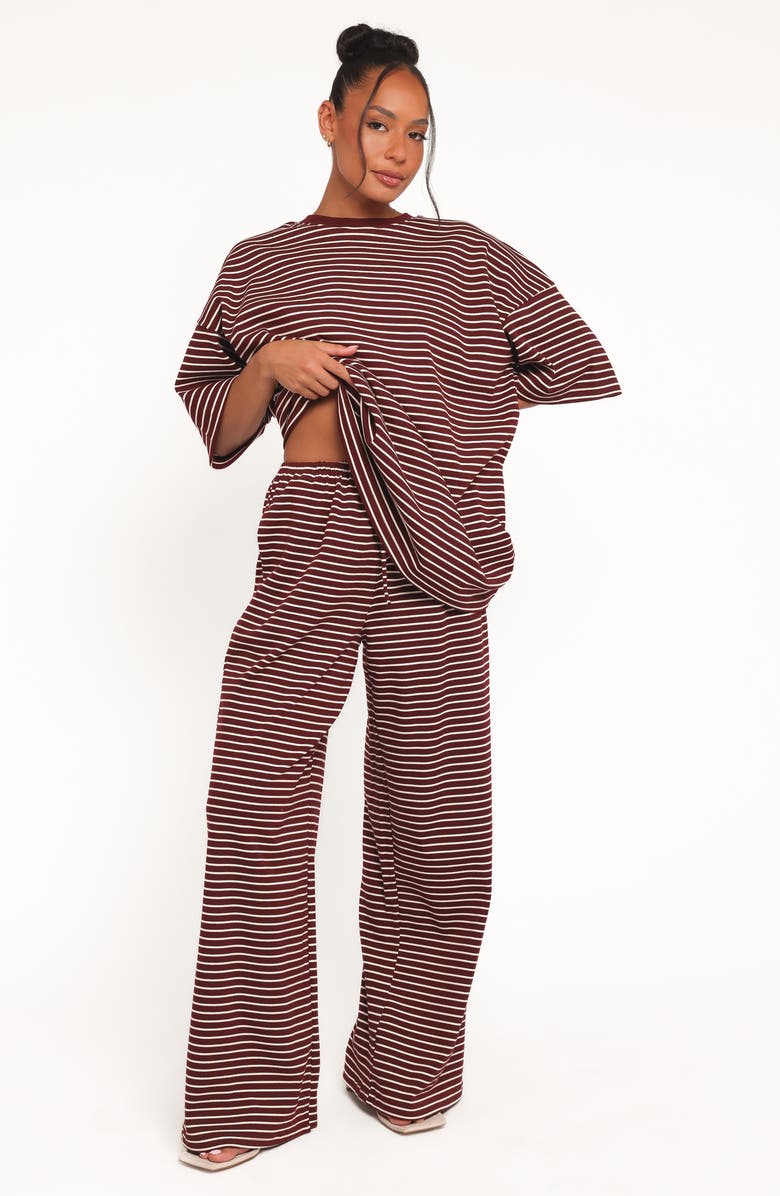 Petal & Pup Wilda Stripe Wide Leg Pants, Alternate, color, Burgundy Cream Stripe