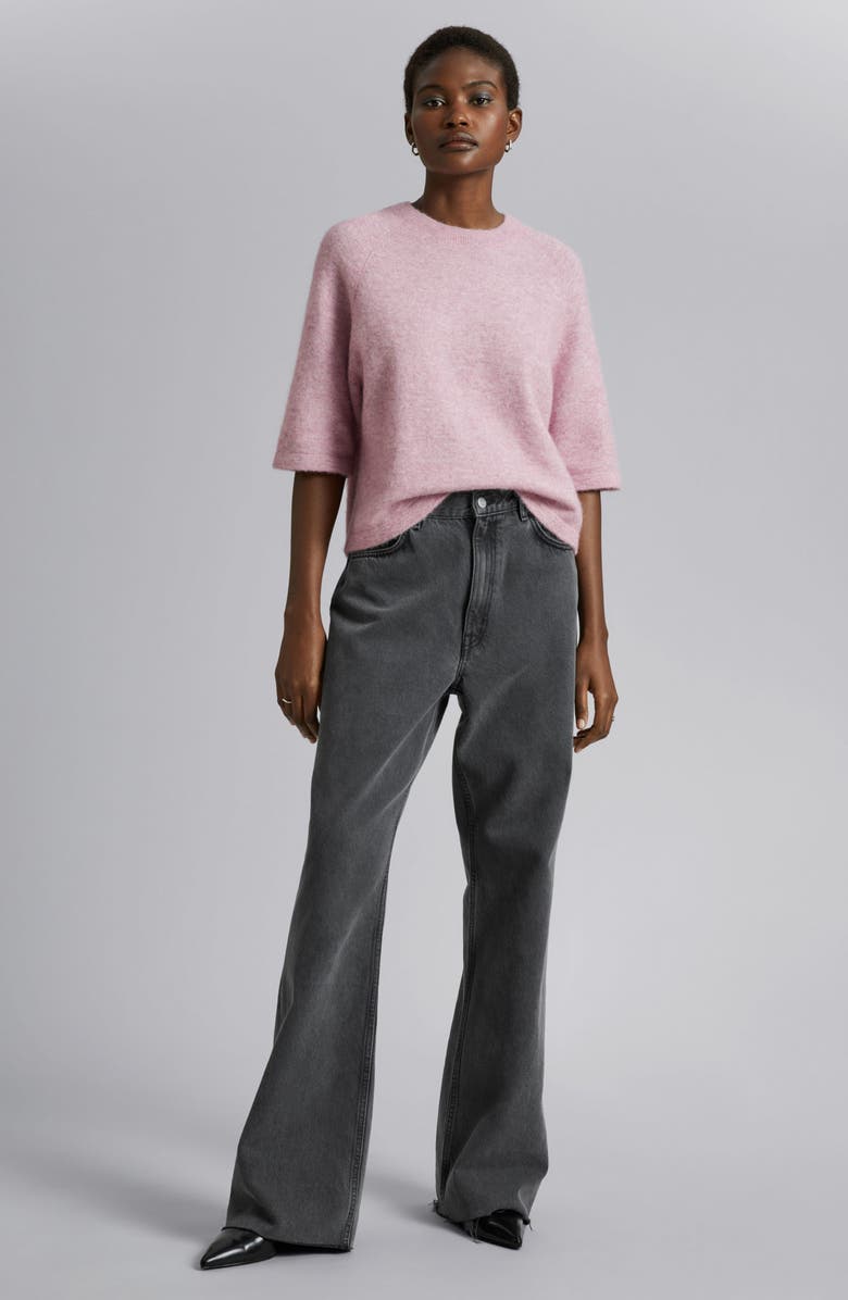 & Other Stories Mélange Alpaca Blend Three Quarter Sleeve Sweater, Alternate, color, 