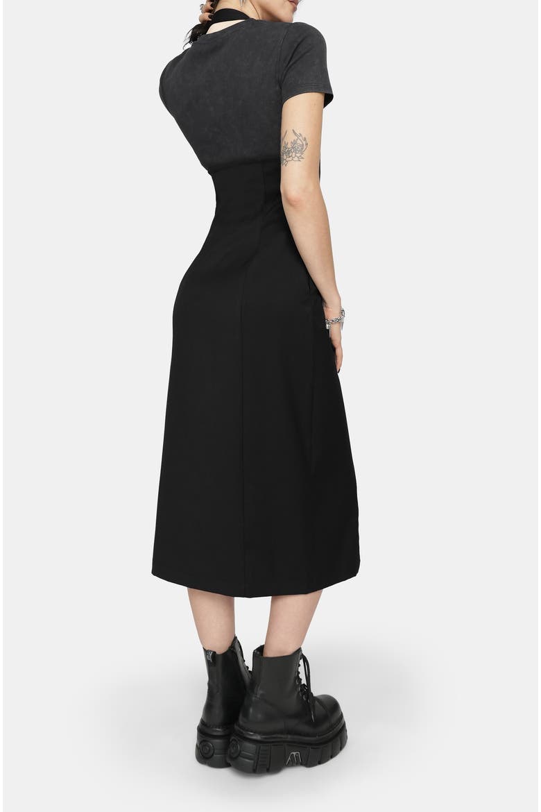 New Age Halter Neck Pinafore Midi Dress, Alternate, color, Black
