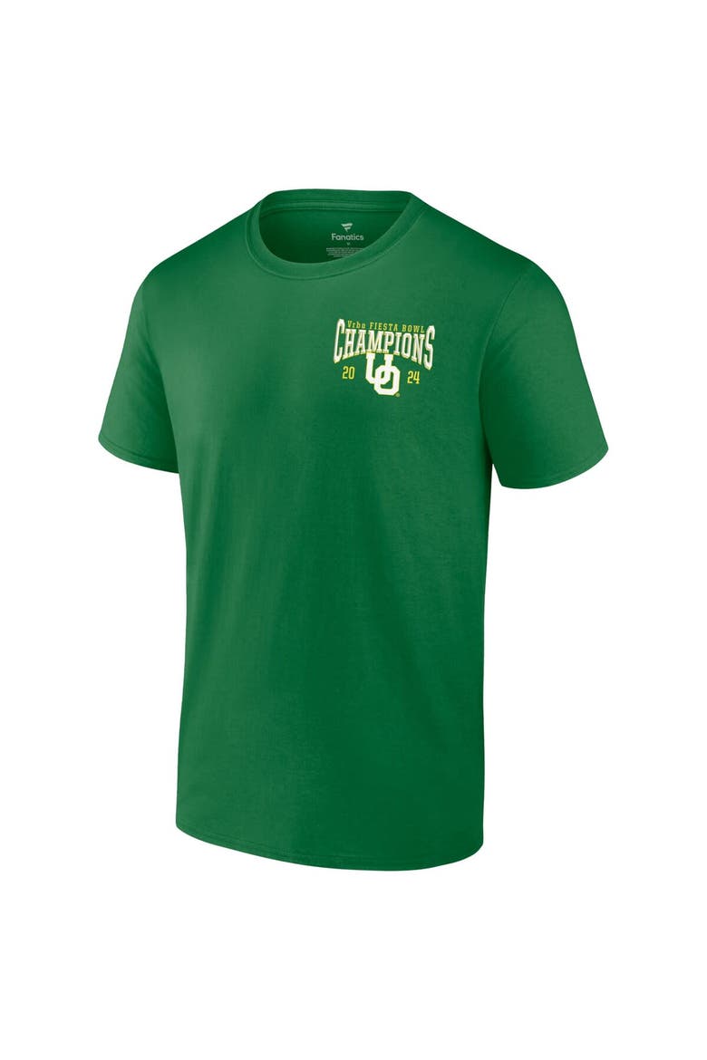 Men's Fanatics Branded Green Oregon Ducks 2024 Fiesta Bowl Champions Score T-Shirt, Alternate, color, Green