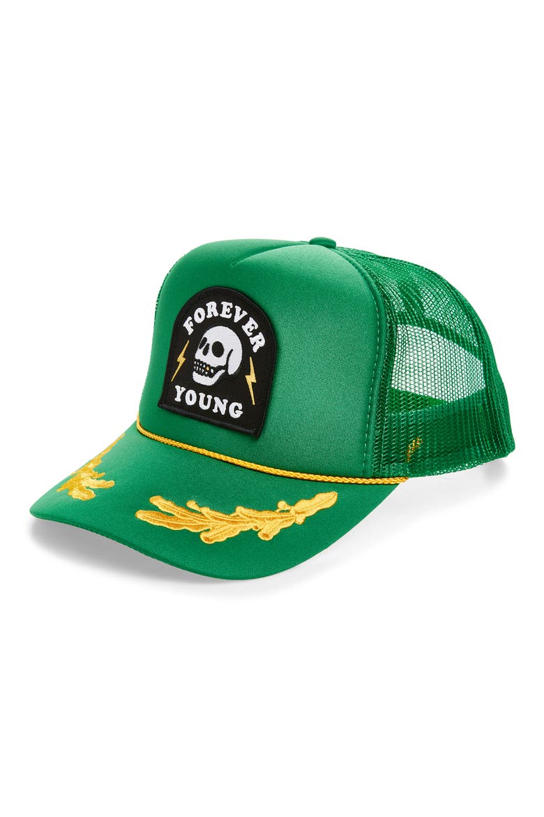 Forever Young Captain Patch Trucker Hat, Main, color, KELLY CAPTAIN