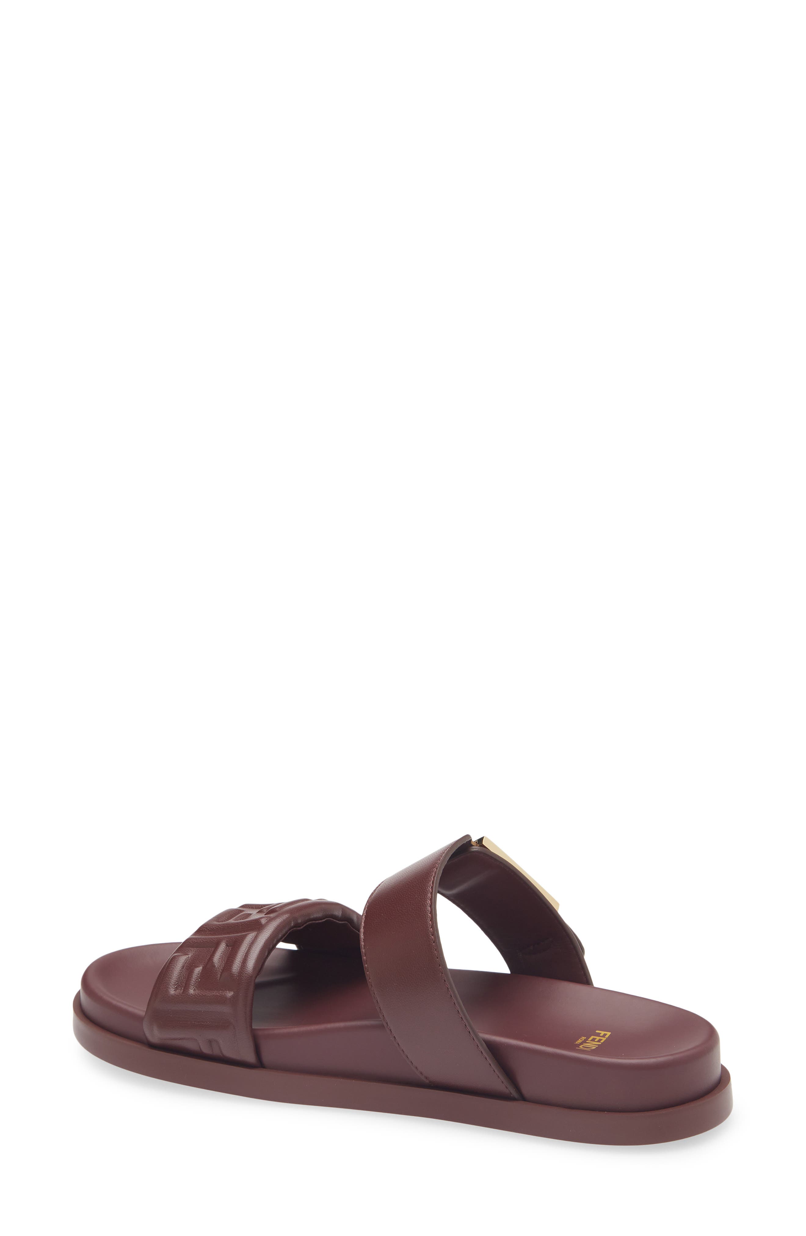 Fendi Feel FF Double Band Sandal, Alternate, color, Burgundy