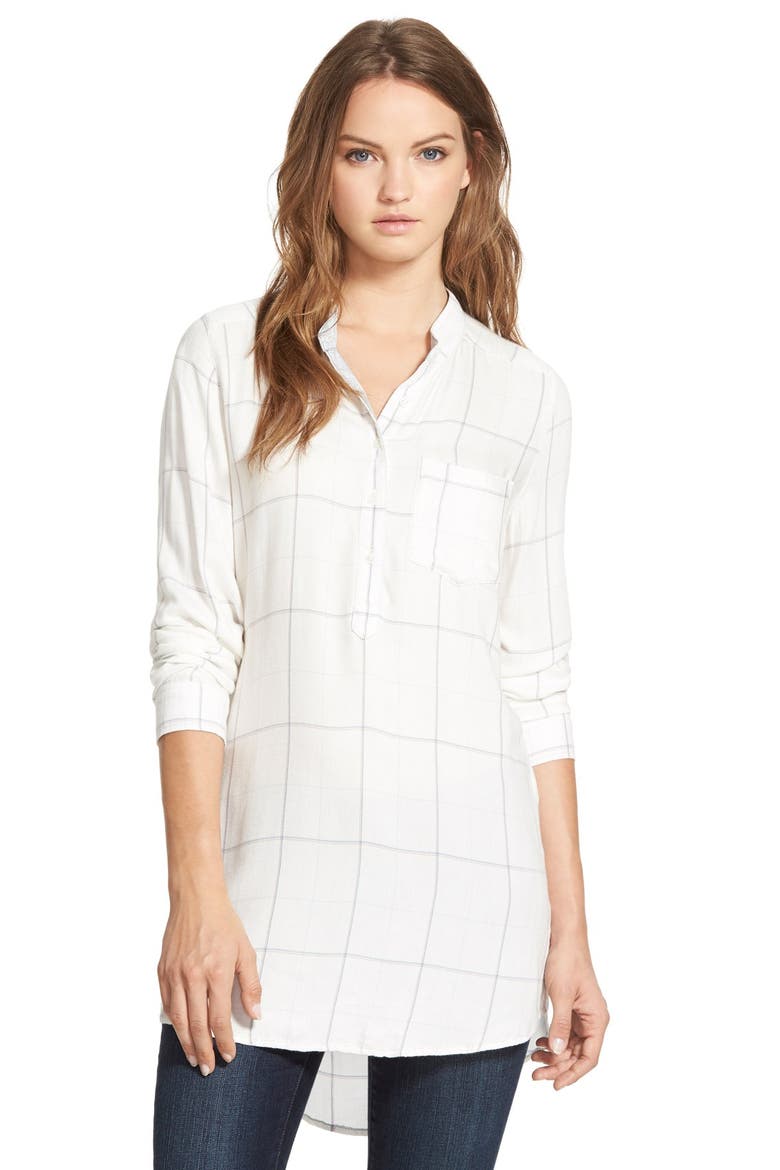 Treasure&Bond Drapey Plaid Tunic, Main, color, IVORY QUADRANT PANE