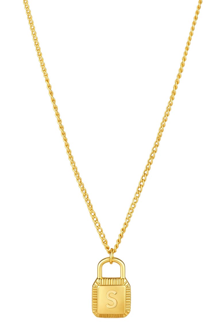 Engraved Initial Padlock Pendant Necklace, Main, color, GOLD-S