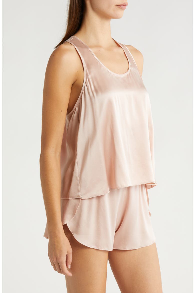 Racerback Washable Silk Short Pajamas, Alternate, color, DELICATE PINK