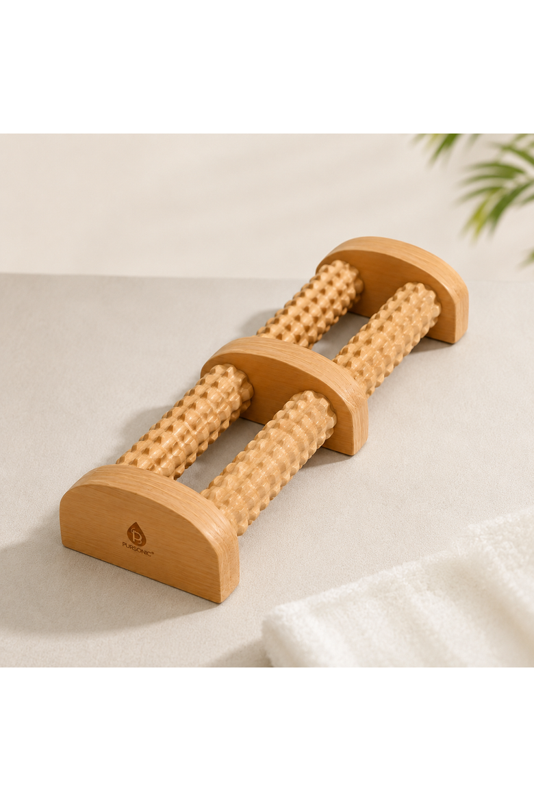 Wooden Foot Massager with Dual Rollers, Alternate, color, Beige