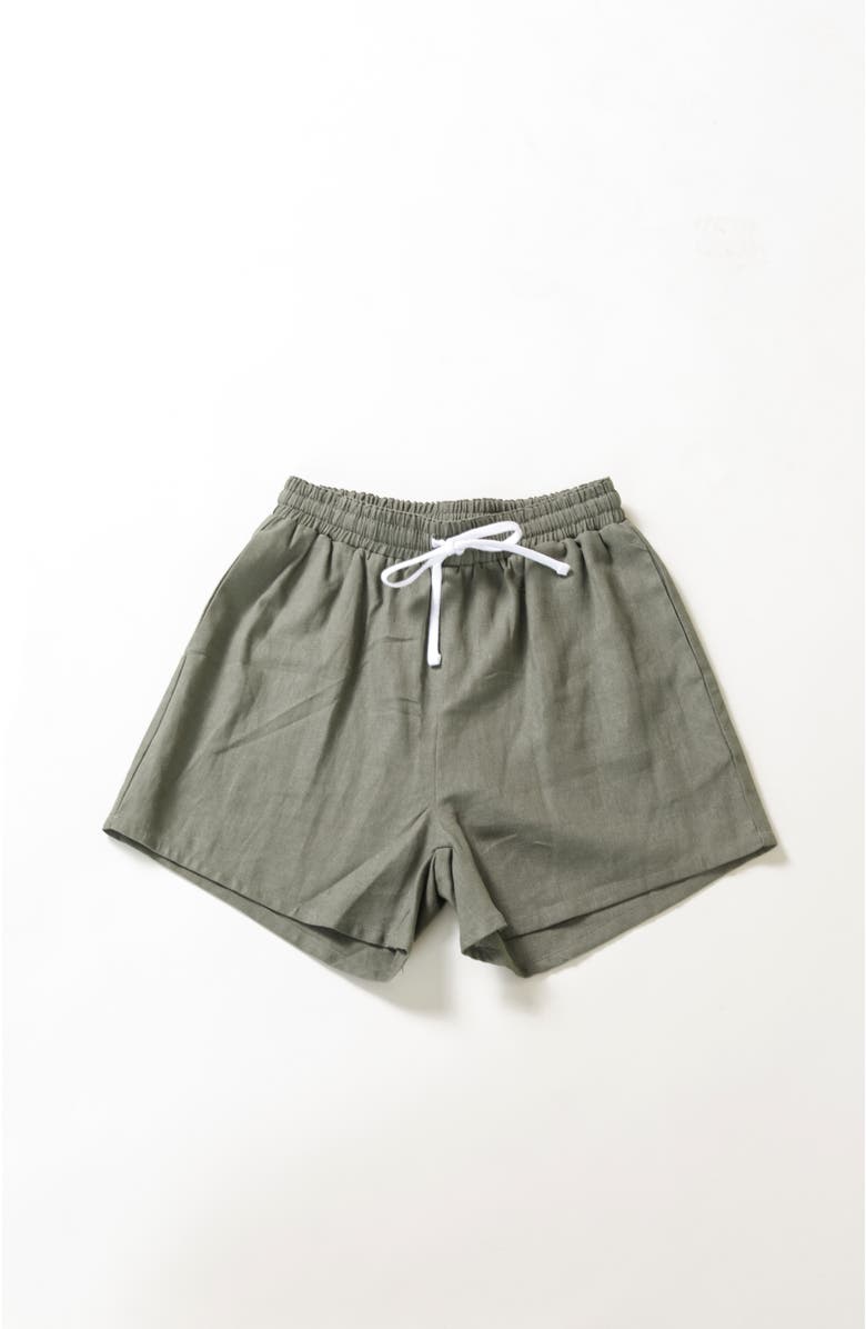 POPLINEN Plus Rita Linen Shorts, Alternate, color, Olive