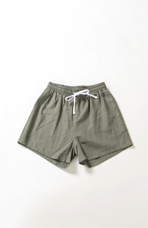 Poplinen Plus Rita Linen Shorts In Olive