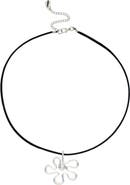 Velvet Luna Cord Necklace With Flower Charm