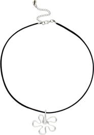 Velvet Luna Cord Necklace With Flower Charm