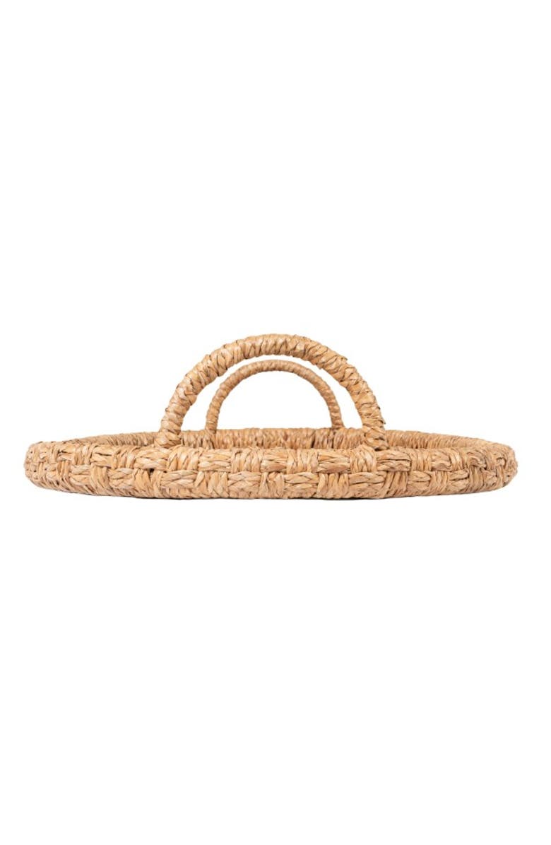 Storied Home Decorative Handwoven Oval Seagrass & Rattan Trays with Handles, Alternate, color, 
