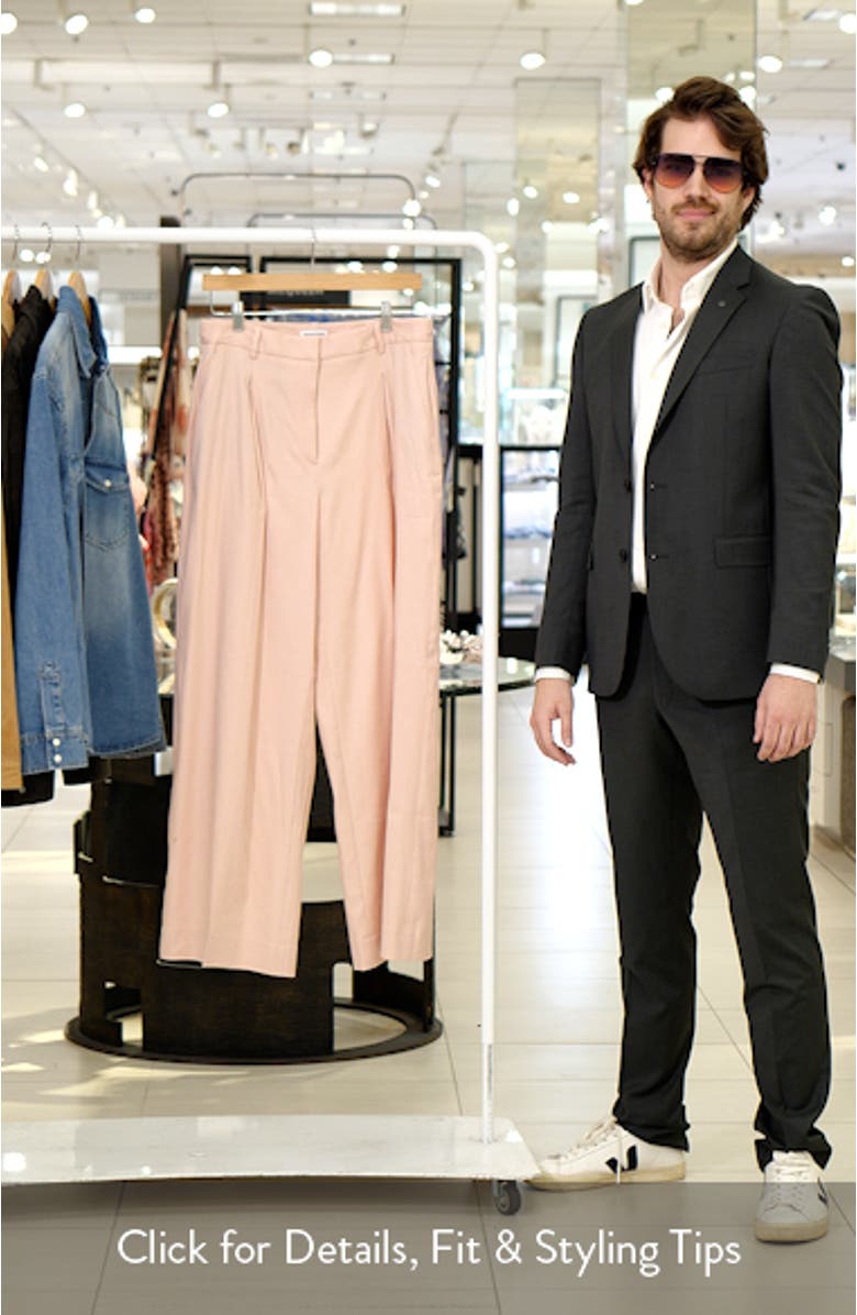 Pleated Linen Blend Wide Leg Pants, sales video thumbnail