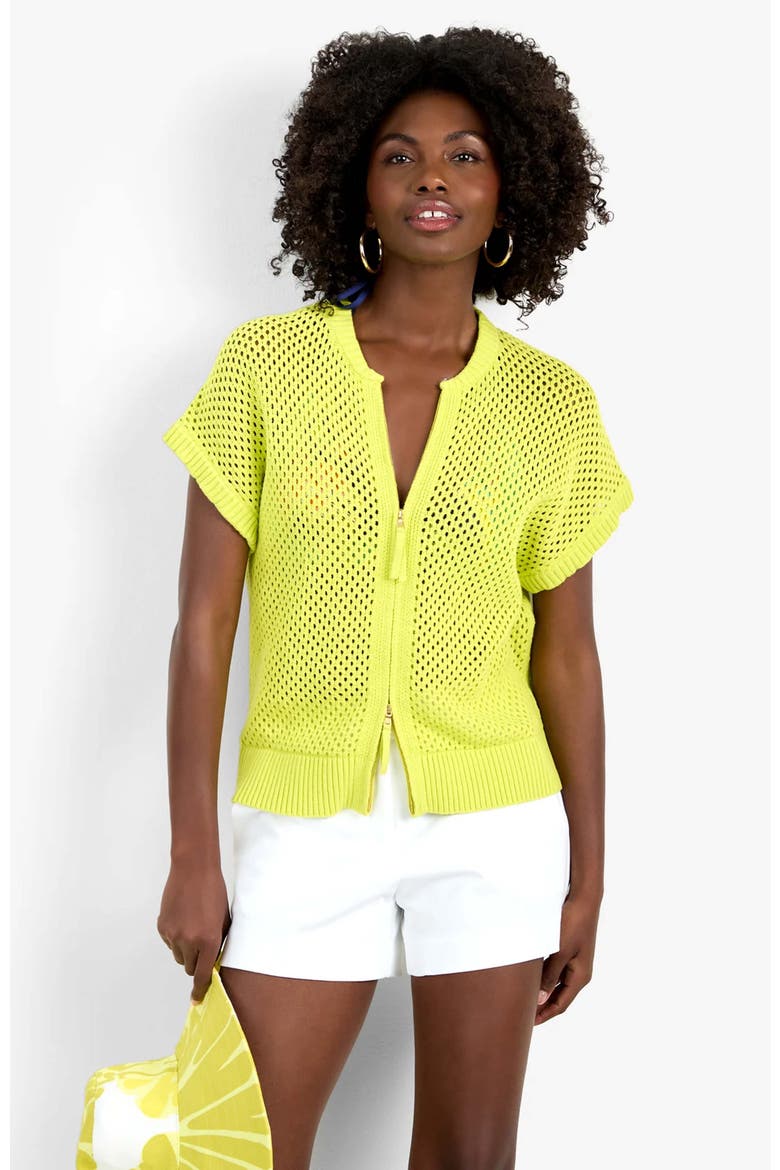 Hana Cotton Zip Cardigan, Alternate, color, Citrus