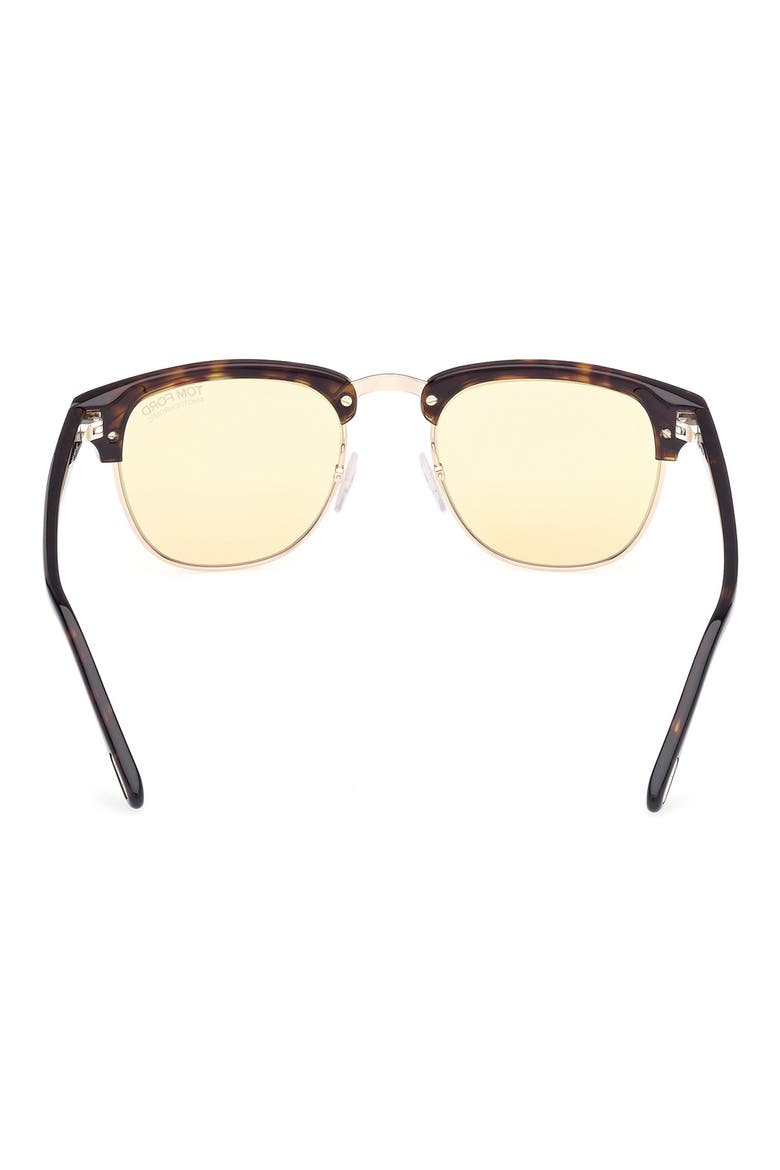 53mm Browline Square Sunglasses, Alternate, color, DARK HAVANA / BROWN
