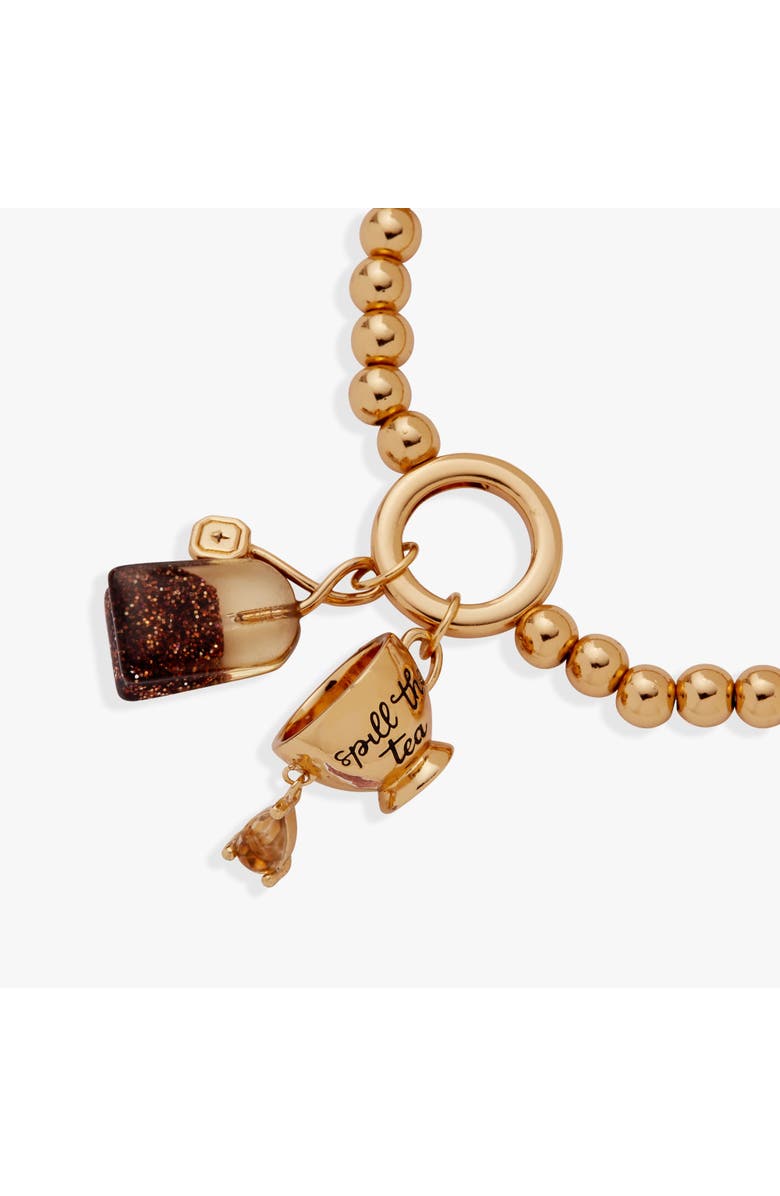 Alex and Ani 'Spill the Tea' Cup & Tea Bag Stretch Bracelet, Alternate, color, Gold