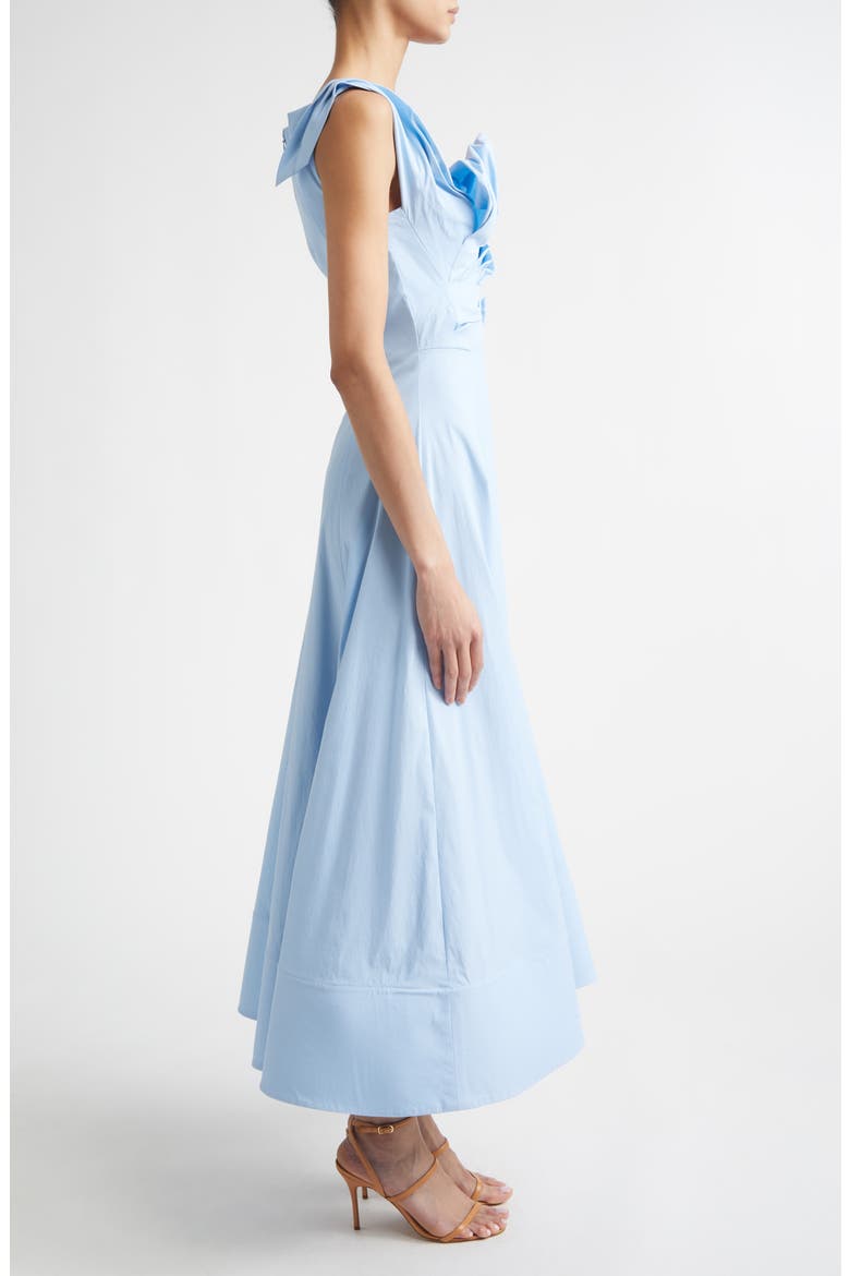 Draped Stretch Poplin Fit & Flare Dress, Alternate, color, OXFORD