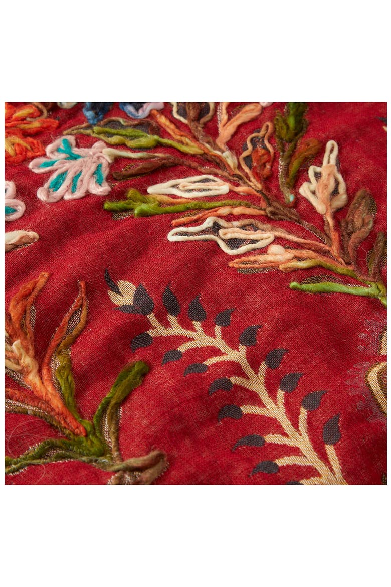 Embroidered Garden Wrap by Vismaya Collection, Alternate, color, Rich Red / Multi