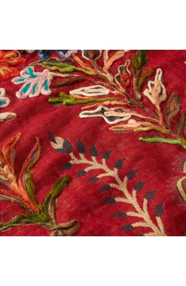 Uncommon Goods Embroidered Garden Wrap by Vismaya Collection, Alternate, color, Rich Red / Multi