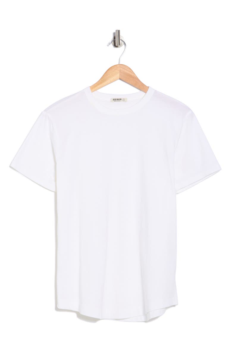 BUCK MASON Pima Cotton Curved Hem T-Shirt, Main, color, White