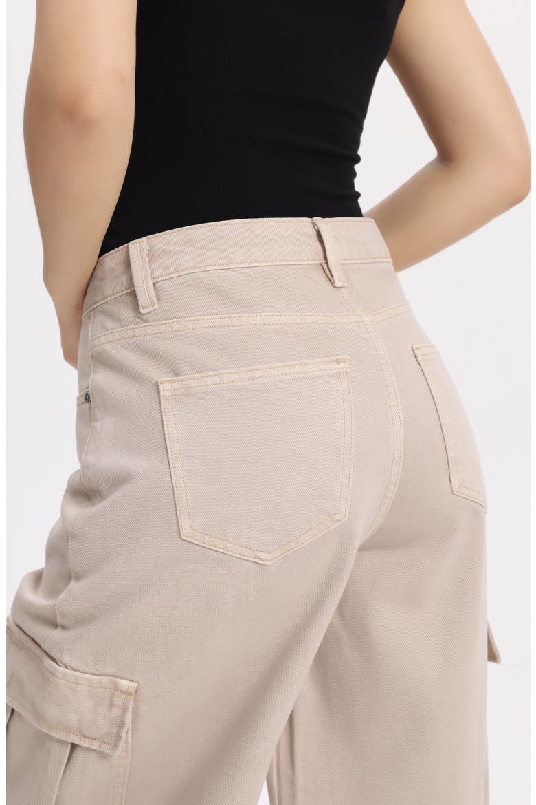 Low Rise Barrel Cargo Jeans, Alternate, color, LIGHT KHAKI