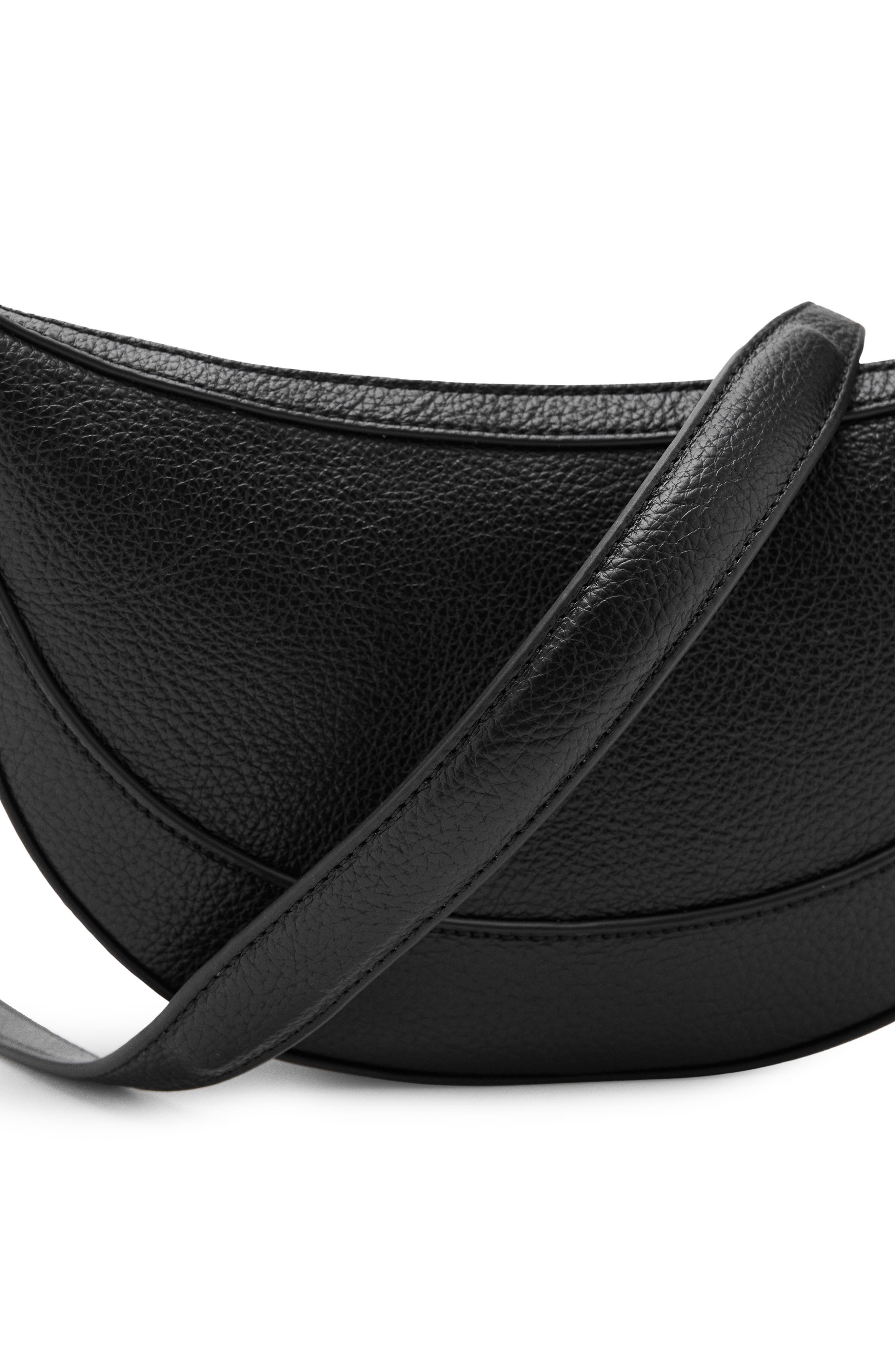 MANGO Oval Faux Leather Shoulder Bag, Alternate, color, Black