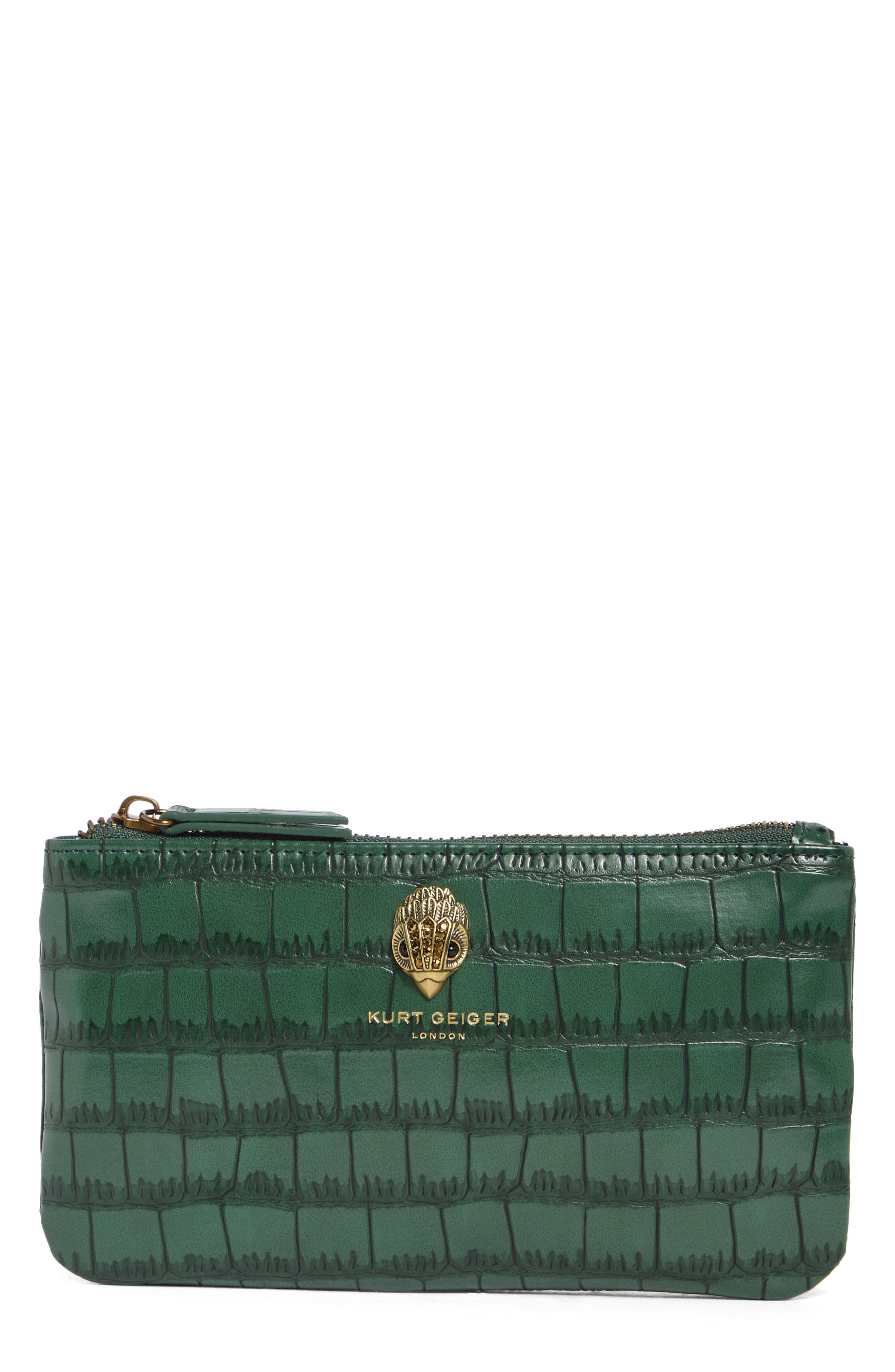 Croc Embossed Faux Leather Pouch Set