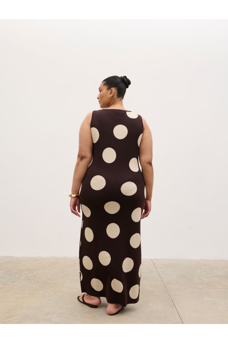 Curve Sarover Polka Knit Dress, Alternate, color, Brown And Cream