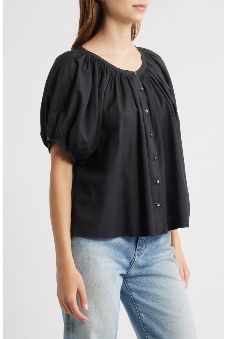 June Gingham Organic Cotton Top, Alternate, color, BLACK