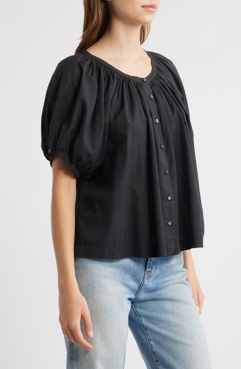 DÔEN June Gingham Check Organic Cotton Top, Alternate, color, Black