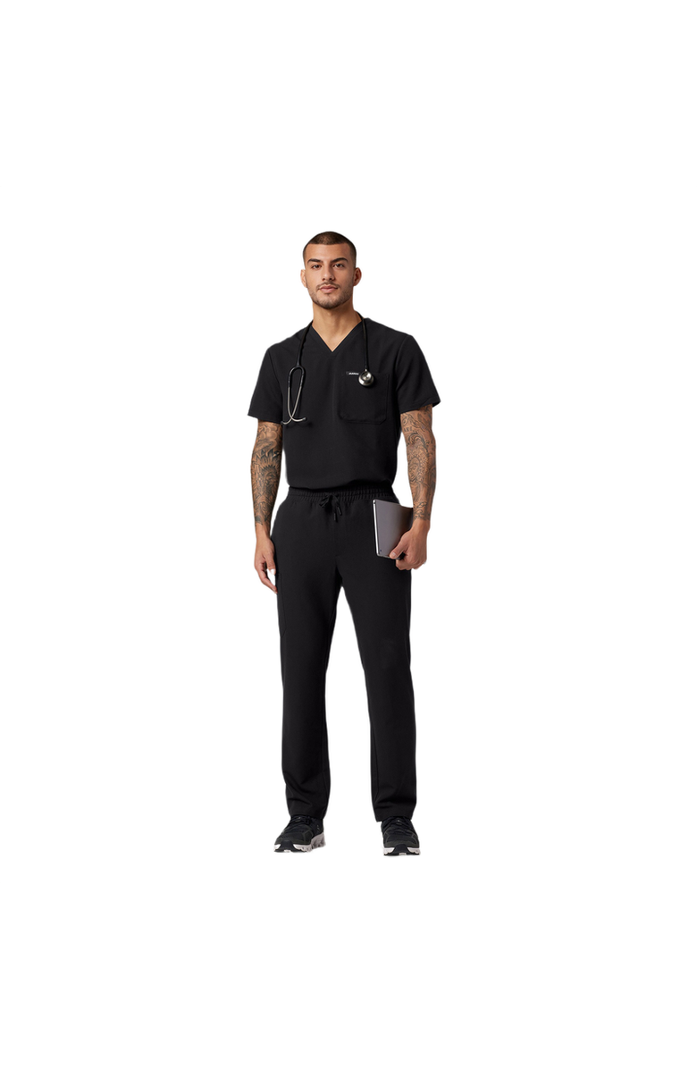 JAANUU Holmes Men's 1-Pocket Classic V-Neck Scrub Top, Alternate, color, Black