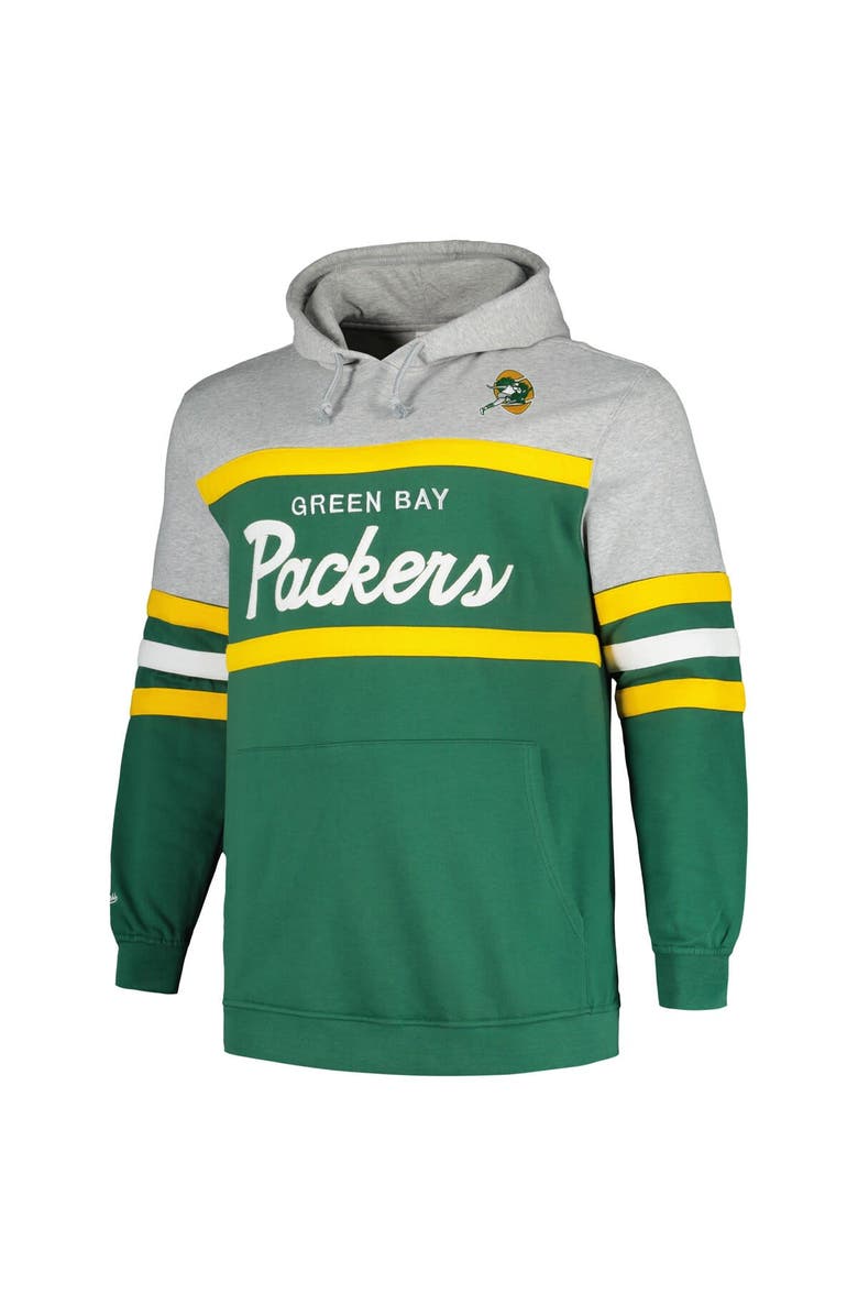 Mitchell & Ness Men's Mitchell & Ness Heather Gray/Green Green Bay Packers Big & Tall Head Coach Pullover Hoodie, Alternate, color,