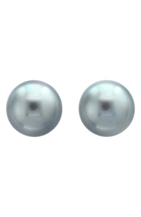 Sterling Silver 10-11mm Freshwater Pearl Stud Earrings