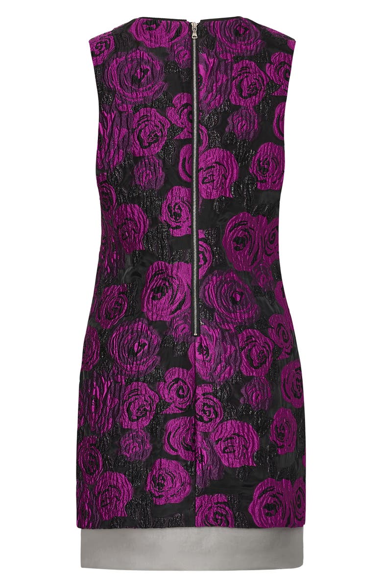 Milly Ilectra Dark Rose Metallic Jacquard Shift Dress, Alternate, color,