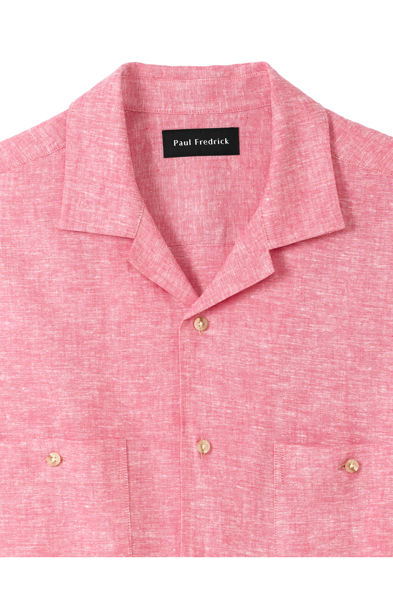 Linen Blend Solid Casual Shirt, Alternate, color, Light Red