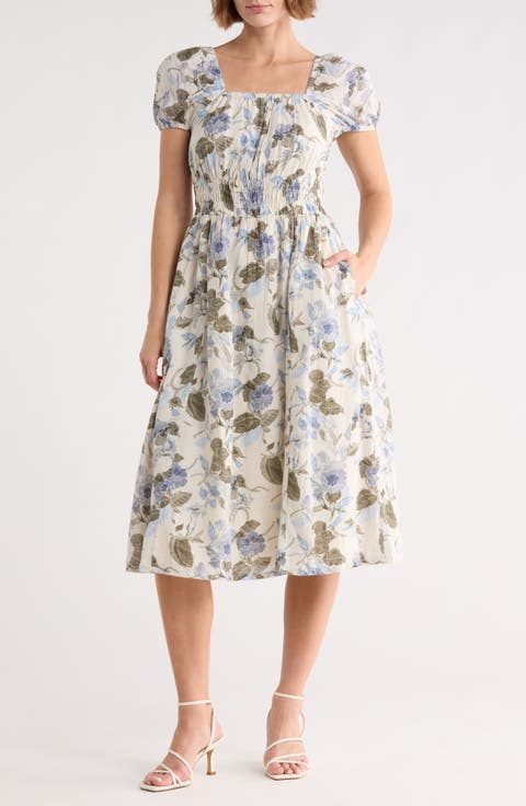 Puff Sleeve Midi Dress