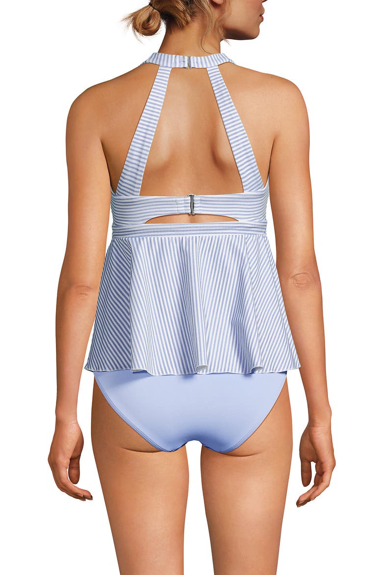 Sweetheart Fauxkini One Piece, Alternate, color, Soft Cloud Blue Mini Stripe