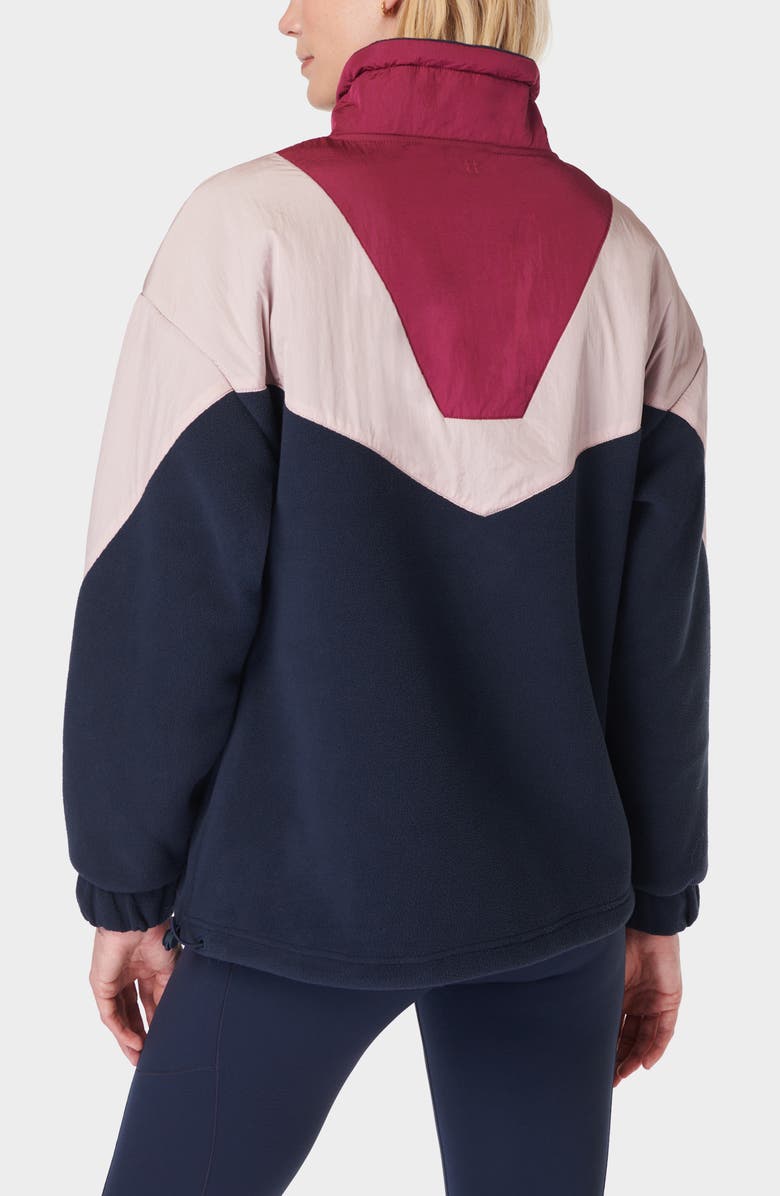Sweaty Betty Orbit Fleece Half Zip Pullover, Alternate, color, Navy Blue Colour Block