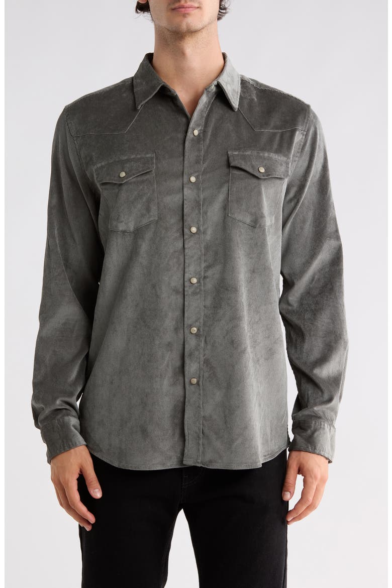 Stretch Corduroy Shirt, Main, color, GUNMETAL