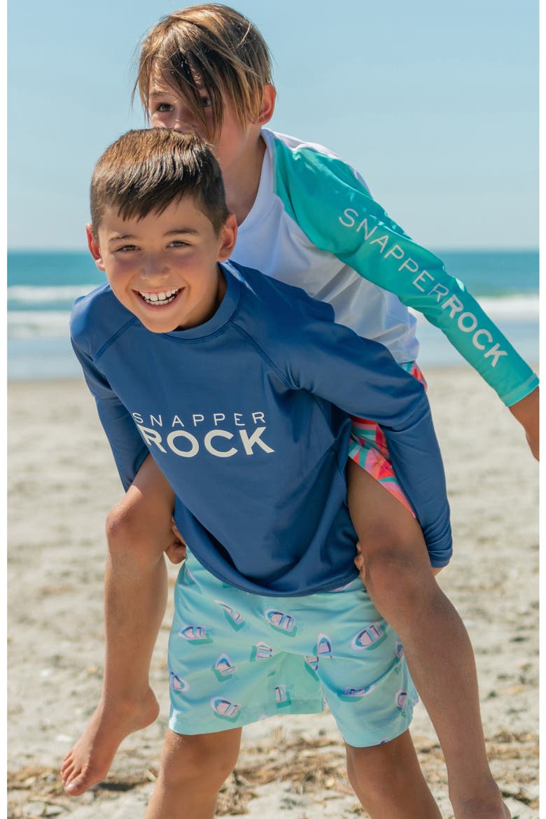 Kids' Logo Long Sleeve Rashguard Top, Alternate, color, BLUE