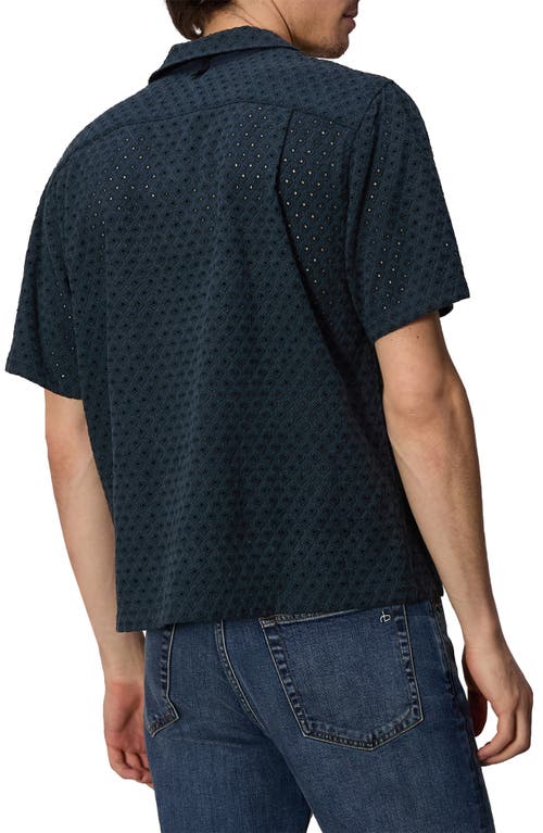 Rag & Bone Men's Avery Viscose Linen Diamond Jacquard Camp Shirt In Salute