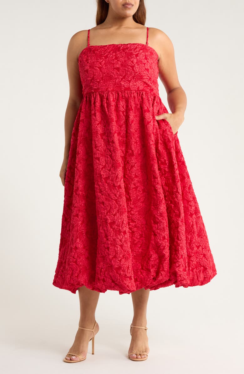 SUGARLIPS Arielle Floral Jacquard Strapless Maxi Dress, Alternate, color, Burgundy