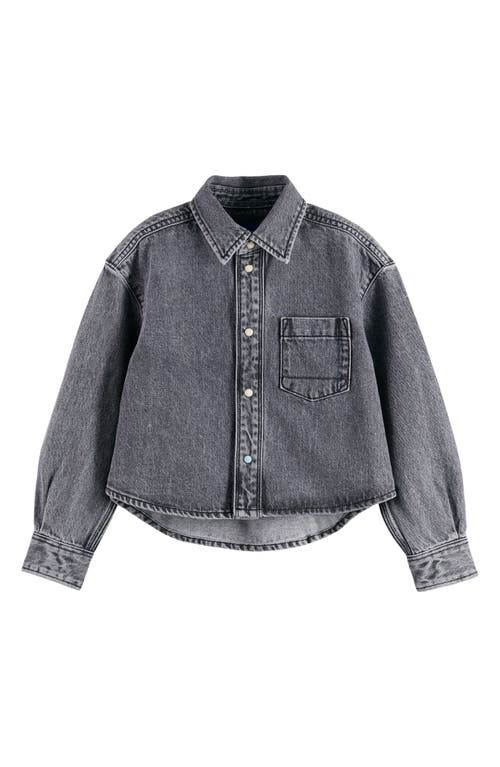 Scotch & Soda Kids' Denim Button-up Overshirt In Black
