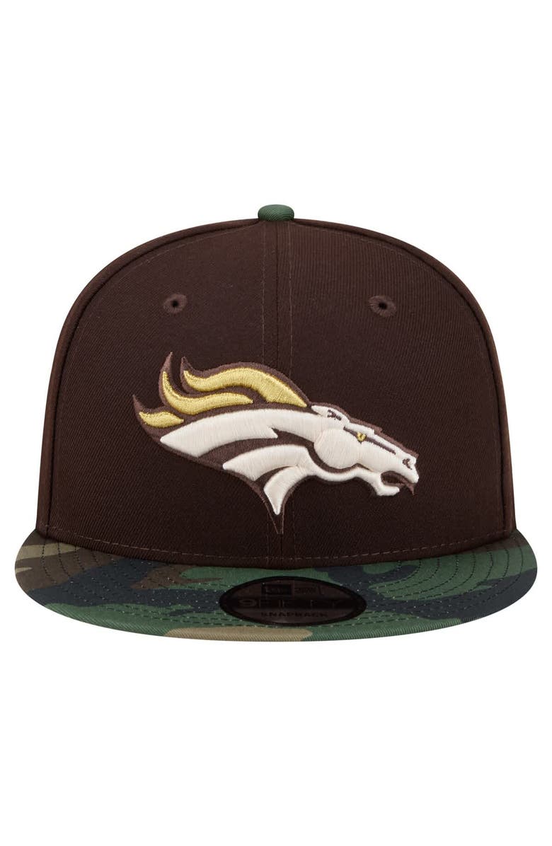 New Era Men's New Era  Dark Brown Denver Broncos Burnt Wood Camo 9FIFTY Snapback Hat, Alternate, color, Dark Brown