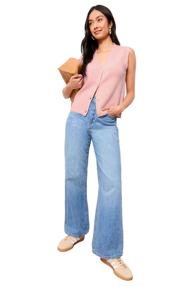 Friends Like These Front Button Sweater Vest, Alternate, color, Pink