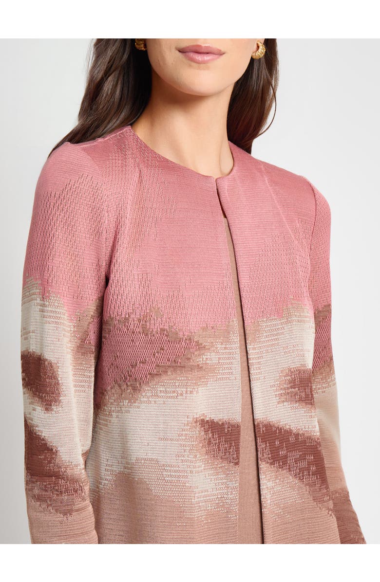 Misook Heritage Landscape Pattern Knit Jacket, Alternate, color, Honey Suckle/Biscotti